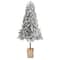 5ft. Pre-Lit Winter Flocked Leaning Artificial Christmas Tree in Decorative Planter, White LED Lights